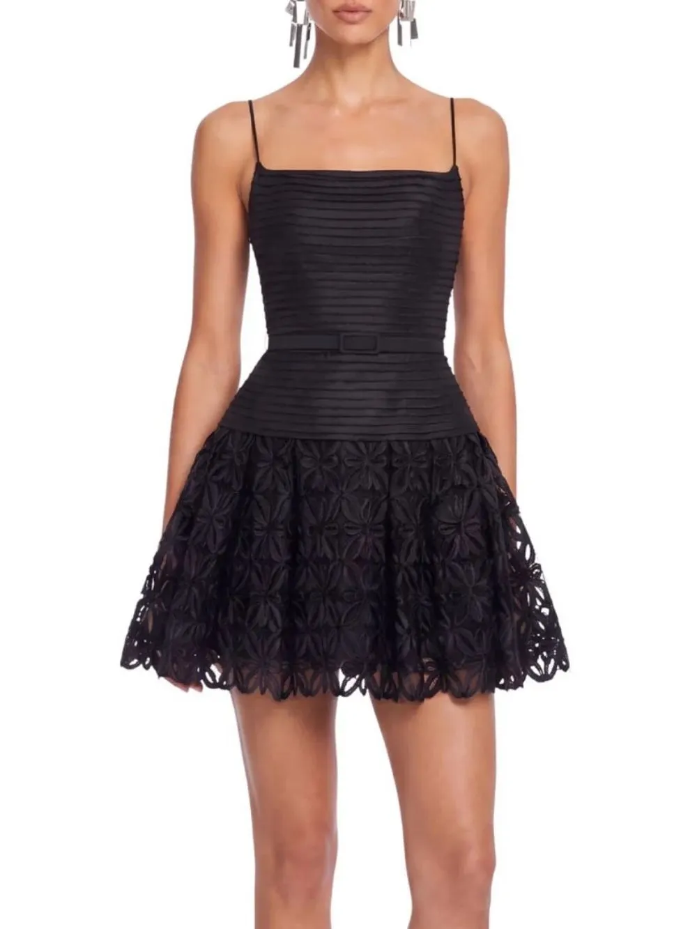 Alvora Spaghetti Floral Flared Mini Dress