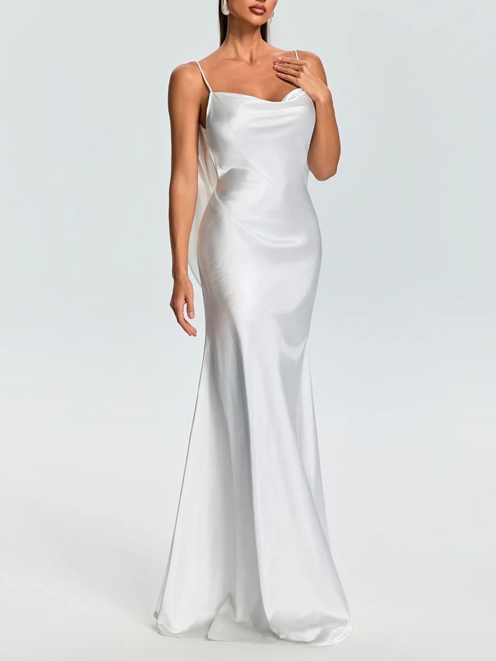 23a16eb787b722f0e4671f08fa2e5b49 Farica Backless Satin Maxi Dress