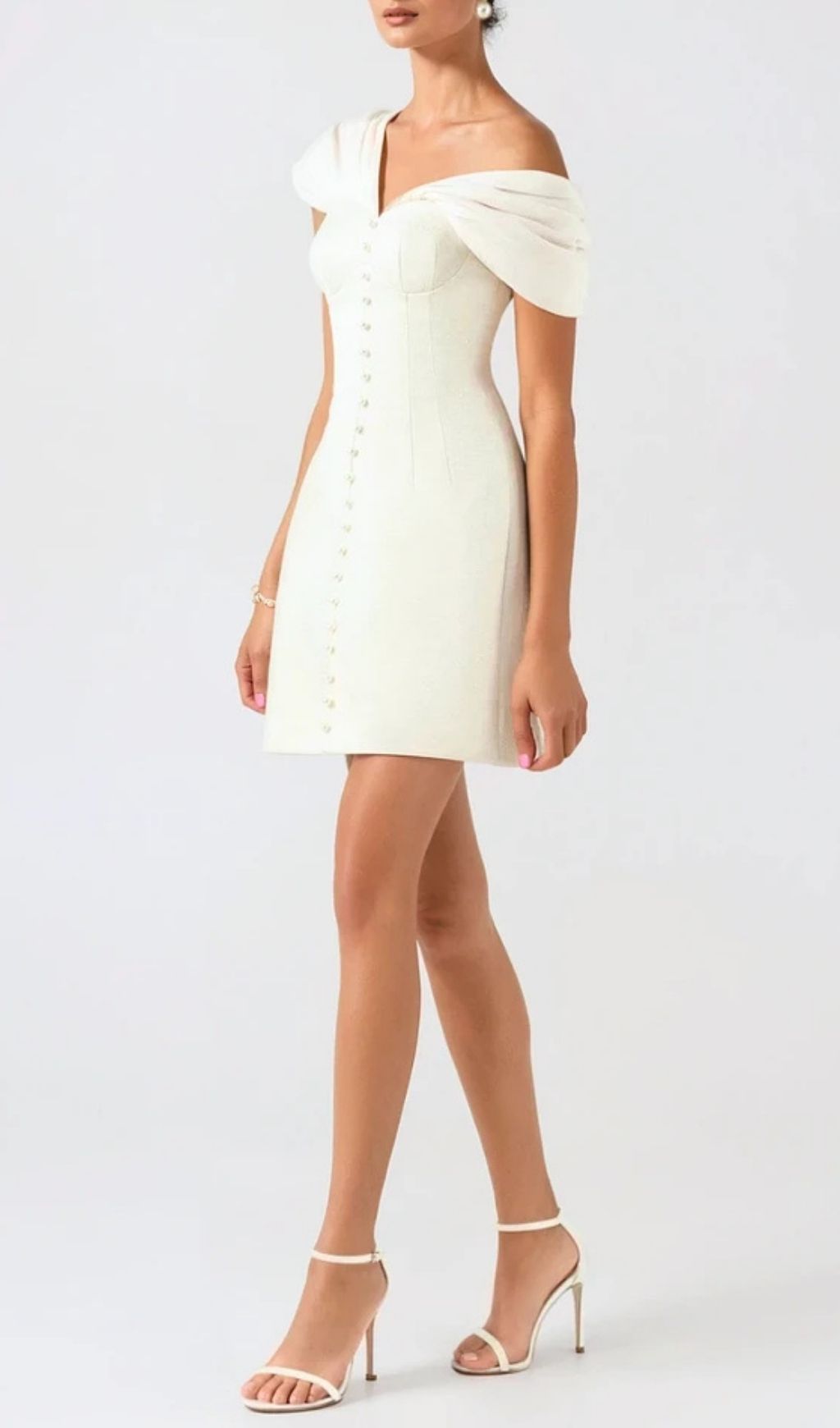 Luzasa Off Shoulder Buttoned Mini Dress