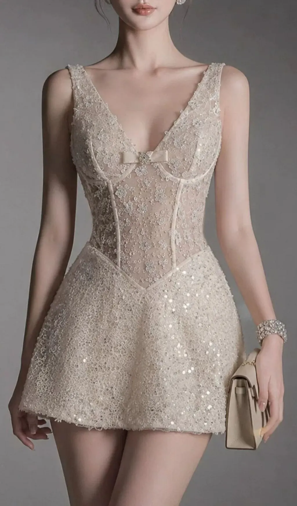 Fashionslee Women Lilah Sequin Beaded Mini Dress