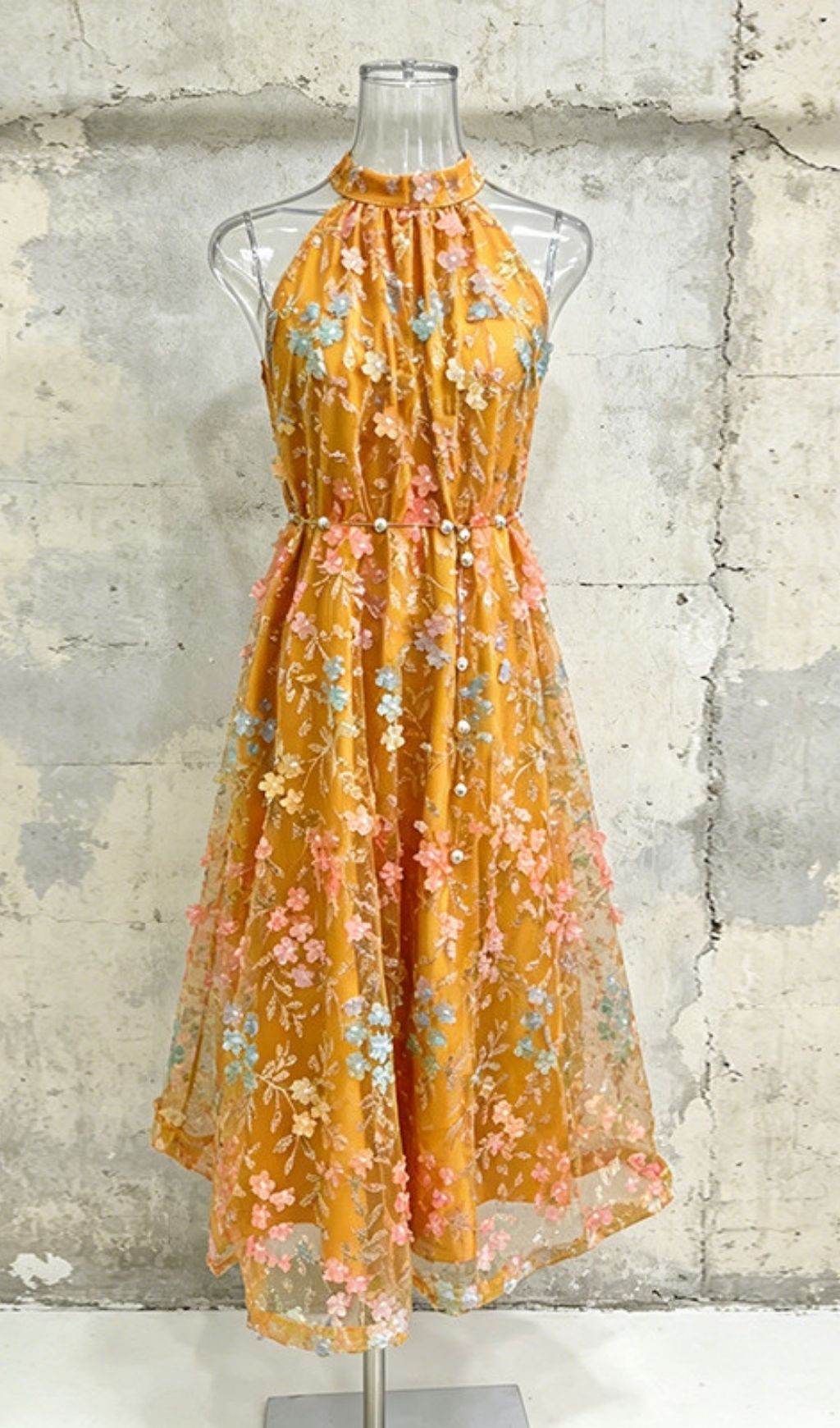 Fashionslee Women Leontien Halter Floral Midi Dress