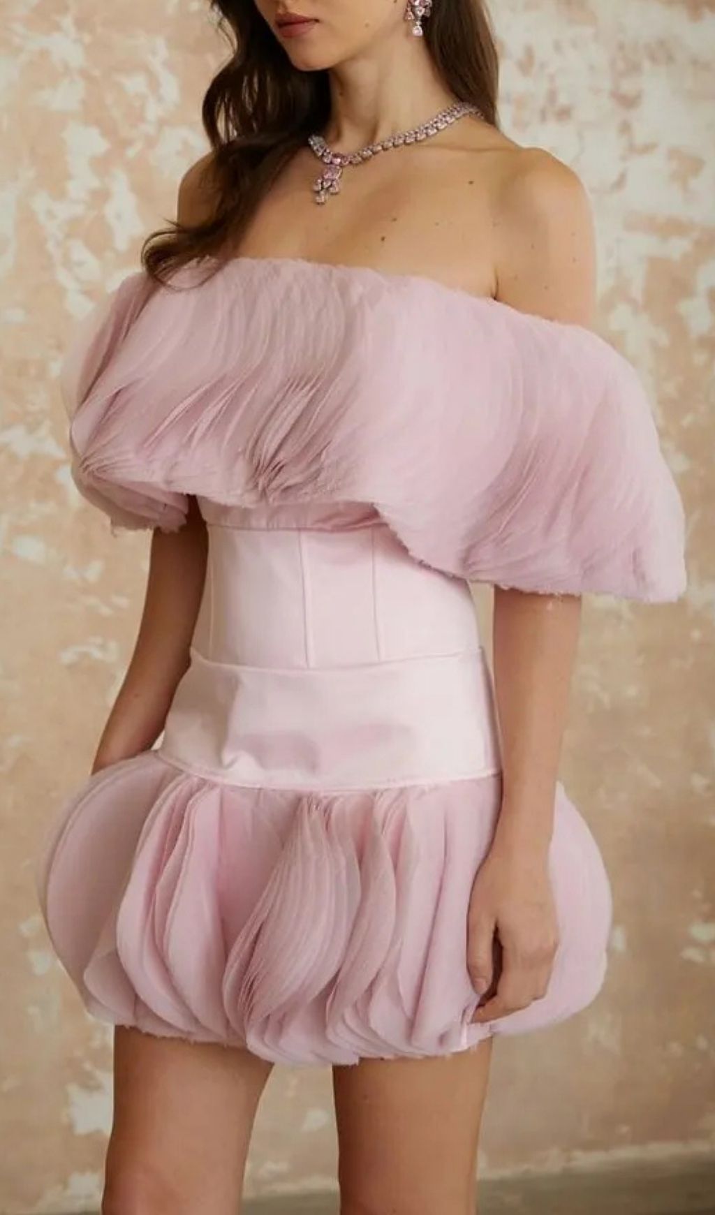 Helen Ruffled Strapless Mini Dress In Pink