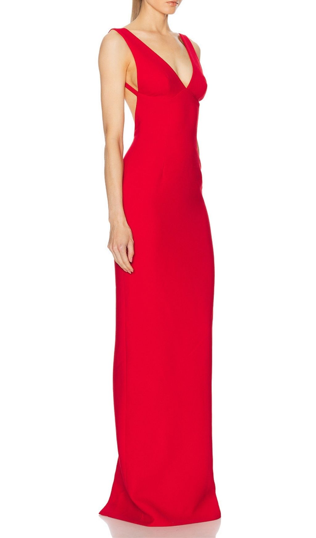 Fashionslee Women Lianna Red V-Neck Backless Bandage Maxi Dress
