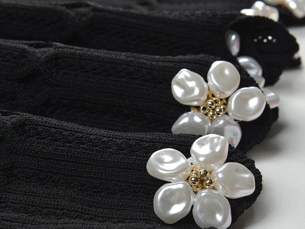 Jipearl Jeweled Flowers Knit Skirt - OWNCI