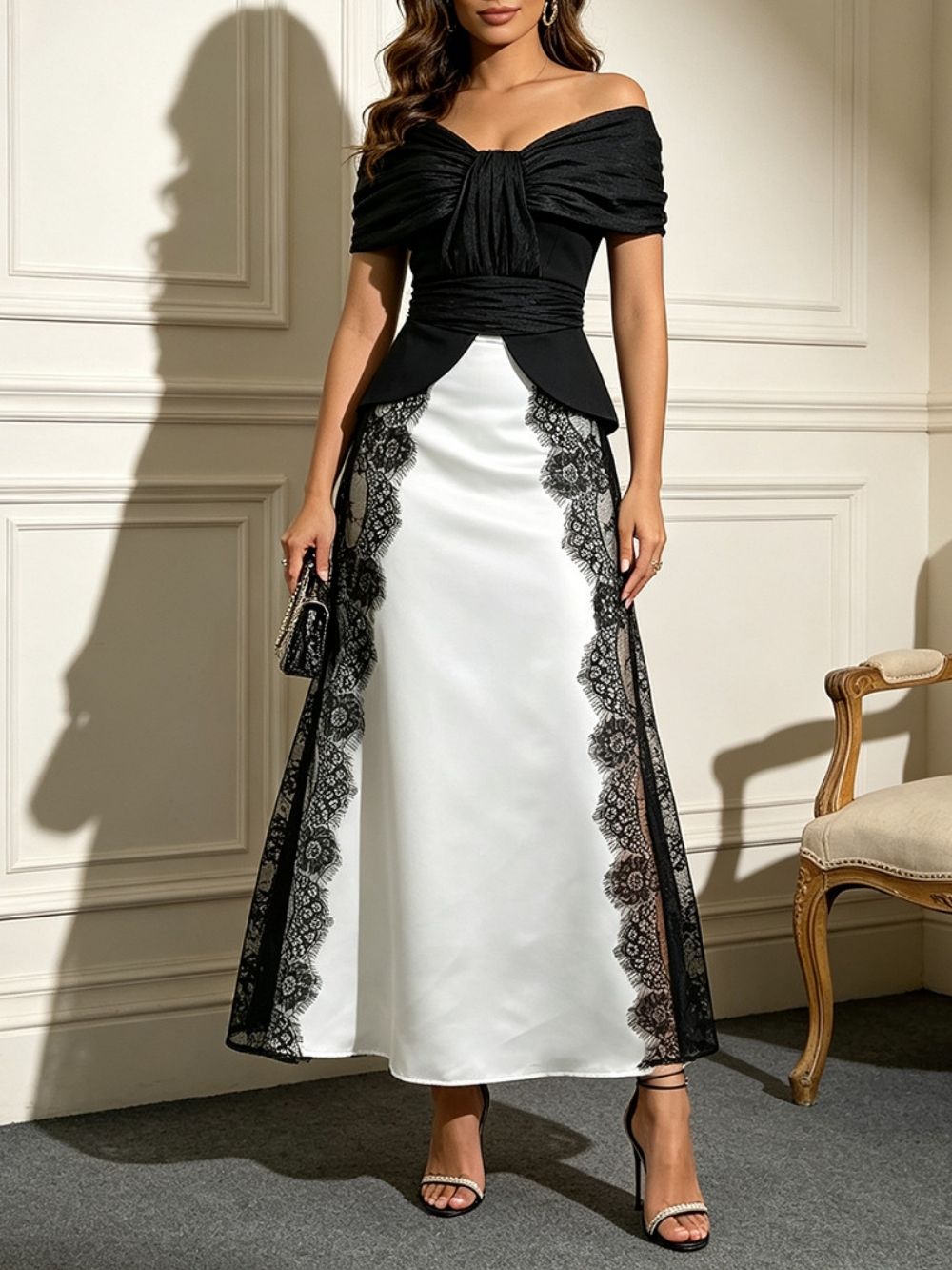 Manica Black Lace Top & Maxi Skirt