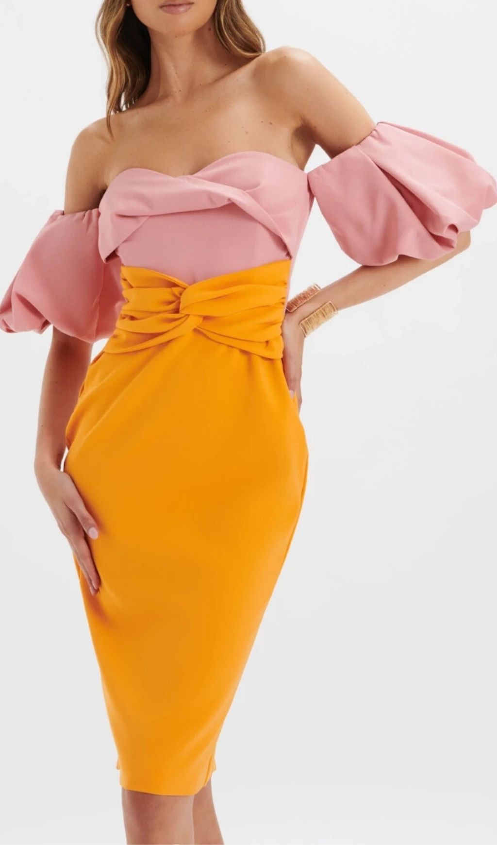 Lavada Puff Sleeve Midi Dress for Party - midi dress by OWNCI
