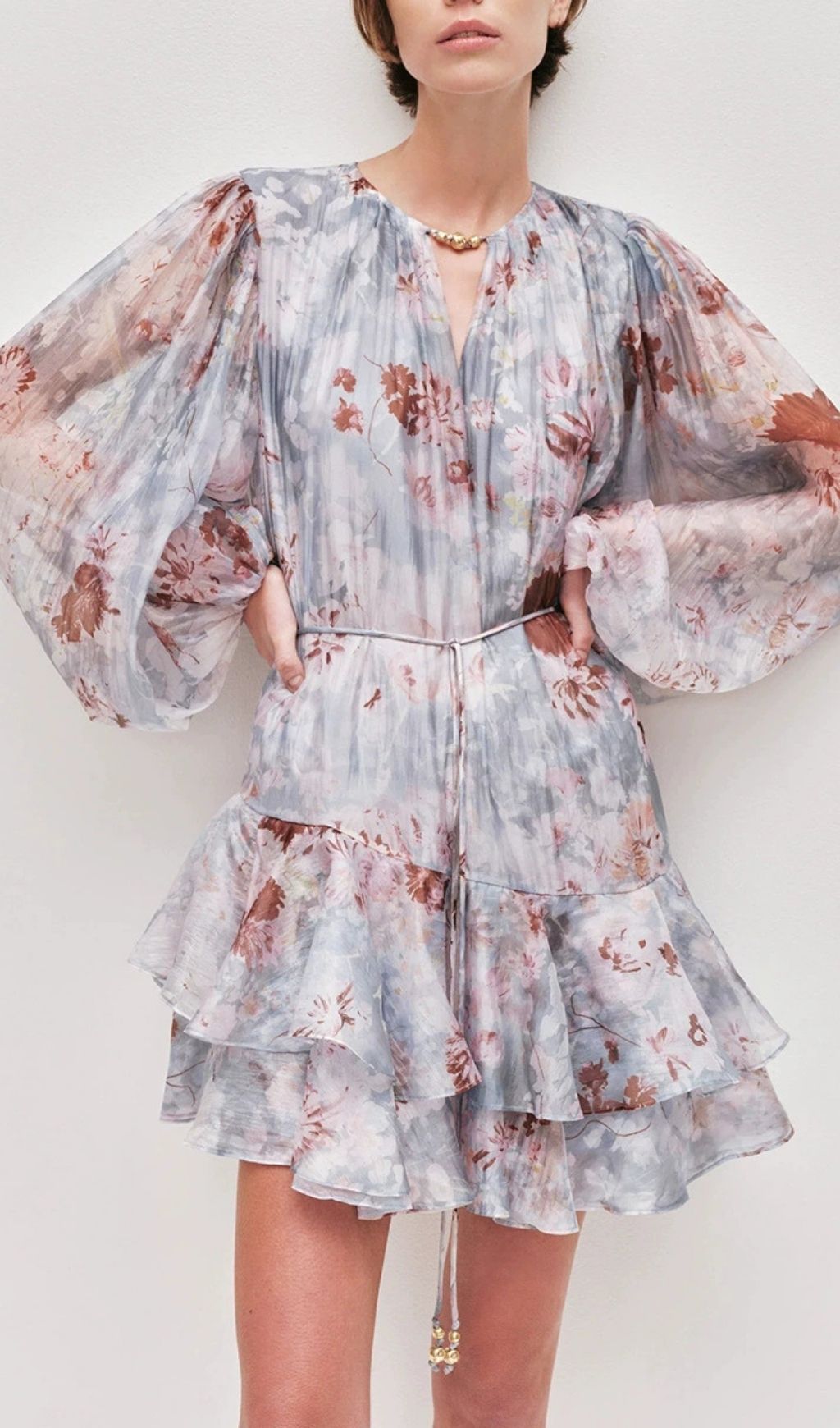 Fashionslee Women Madigan Printed Long Sleeve Mini Dress