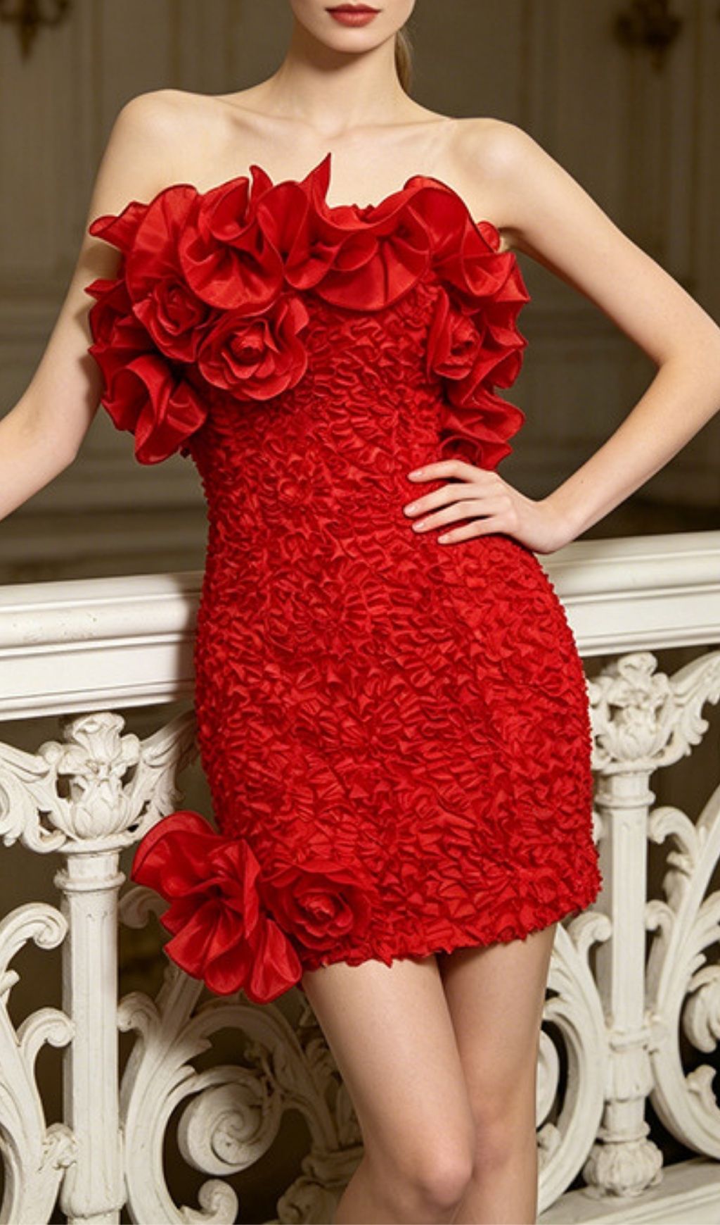 Fashionslee Women Fyndoric Strapless Flower Mini Dress