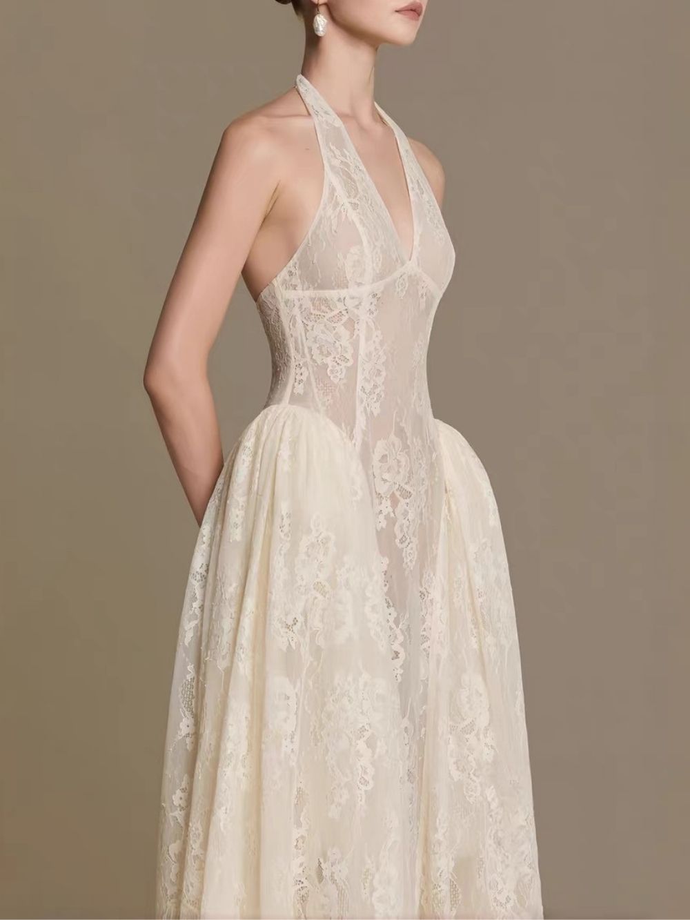 Falenor V Neck Lace Maxi Dress