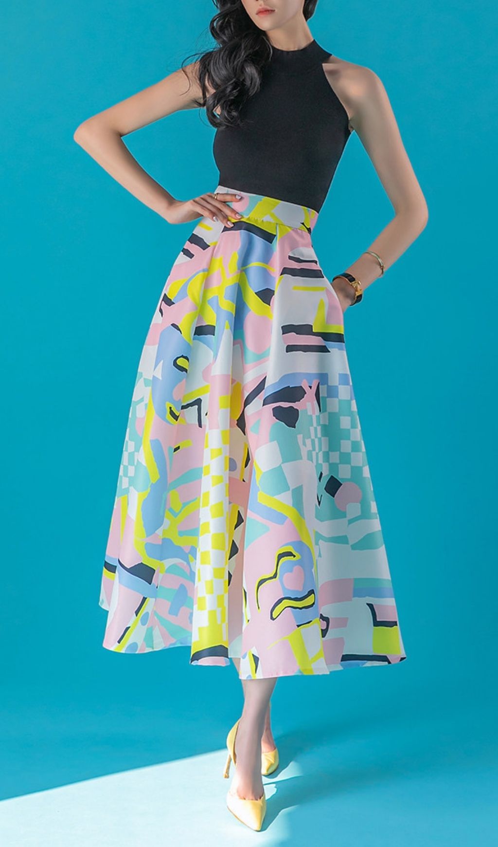 Fashionslee Women Lilike Printed Midi Skirt