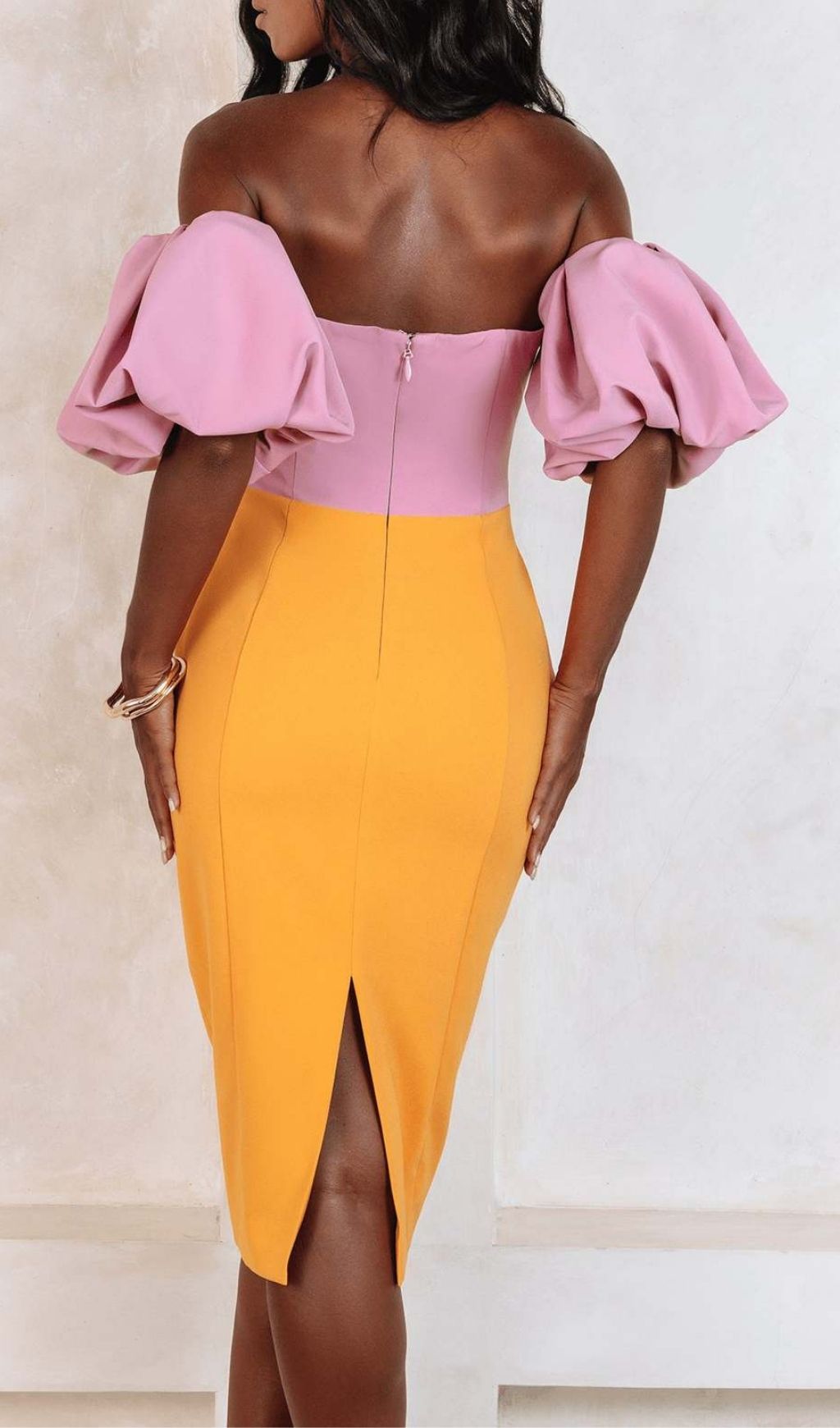 Lavada Puff Sleeve Midi Dress for Party - midi dress by OWNCI