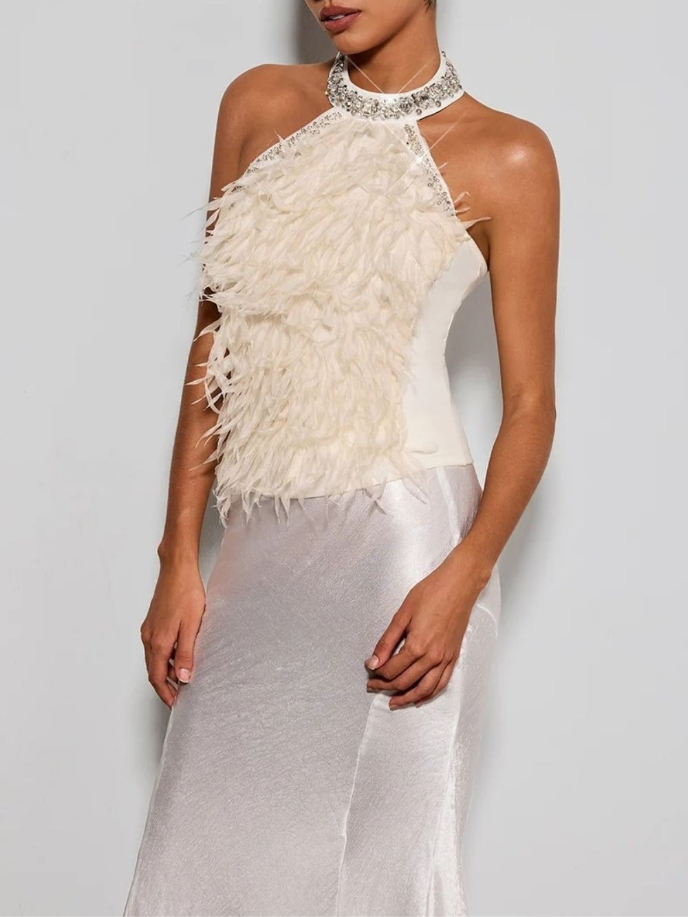 2837640045460985b204d79bc29ee460 Erzsebet Halterneck Rhinestone Fringe Top