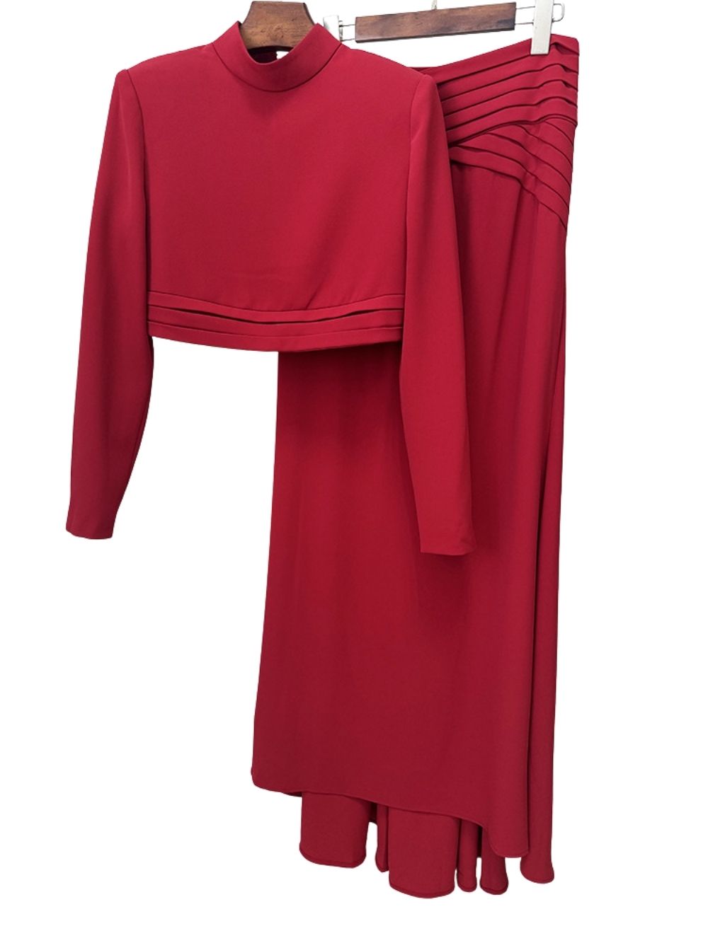Malaysia Red Pleated Two-Piece Set - OWNCI