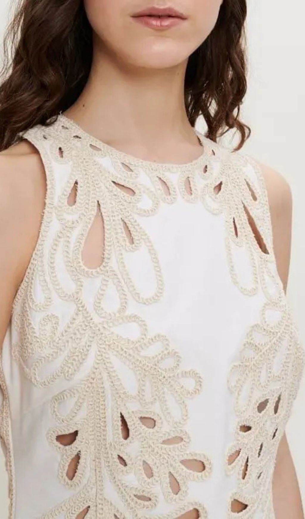 28830557103493a0e3d7b9e70025017c Embroidered Phoenix Tail Hollow Flower Sleeveless Short Dress - White