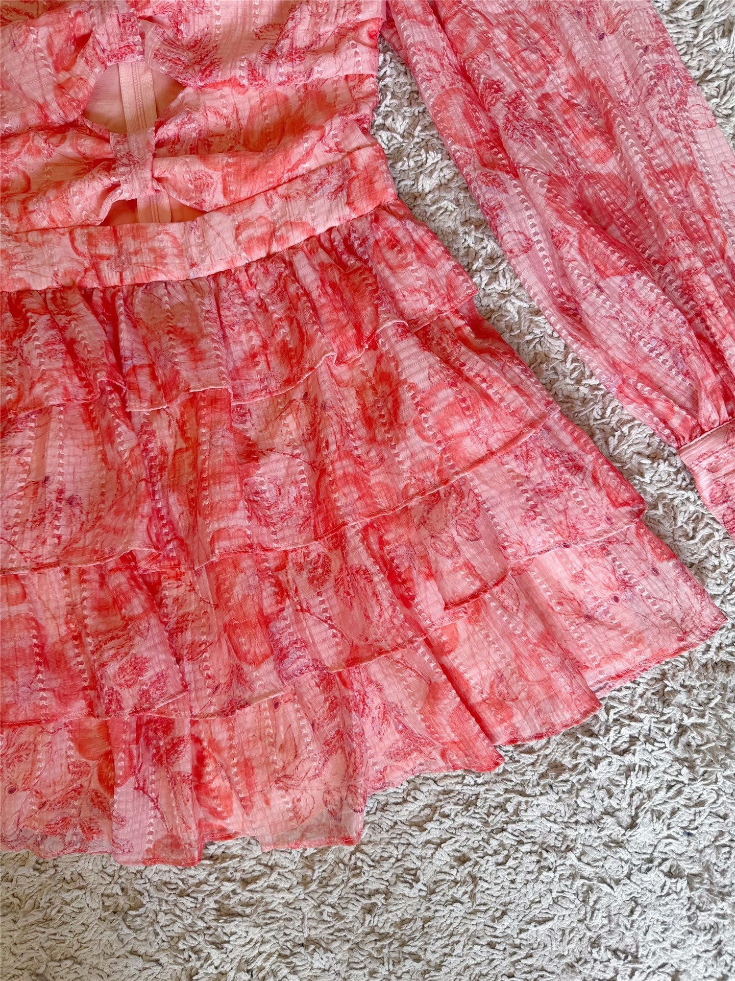 Cutout-Out Waist-Cinching Layered Dress