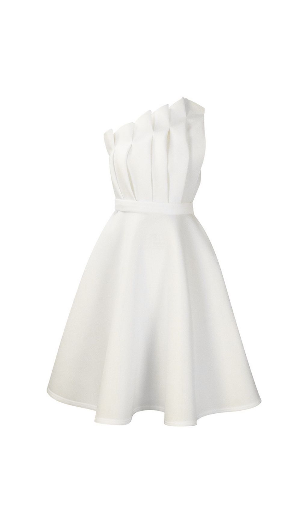 Dolores Ruffled Hem Strapless One-Shoulder Full Midi Dress - OWNCI