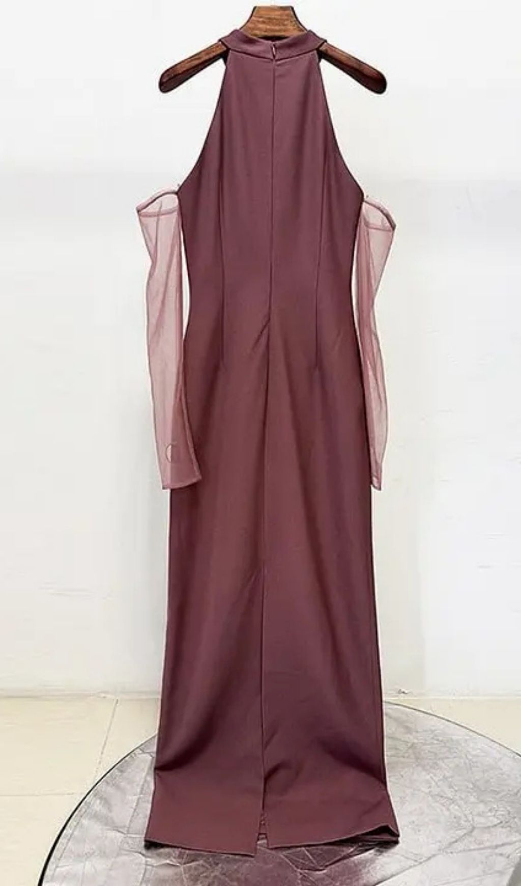2a6f87b834c173bb1e6190765bb8d11f Vivien Brown Beading High Neck Maxi Dress
