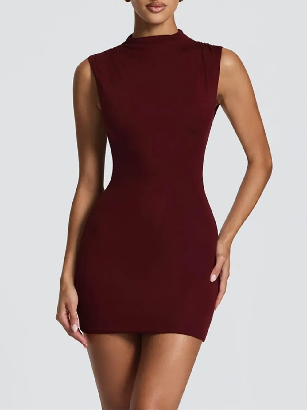 Malayah Wine Strapless Corset Mini Dress - OWNCI