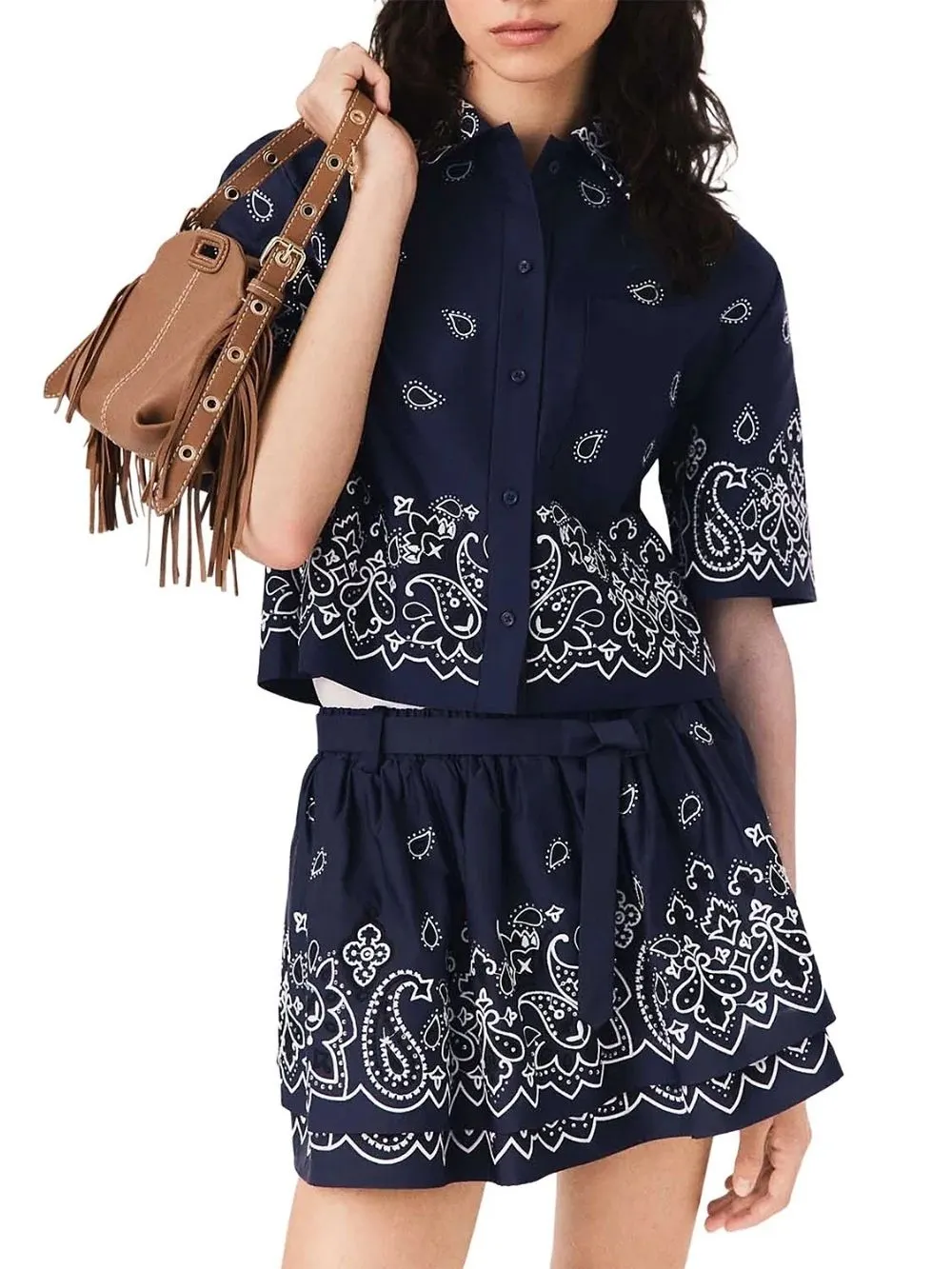 Casile Cropped Embroidered Taffeta Shirt - OWNCI