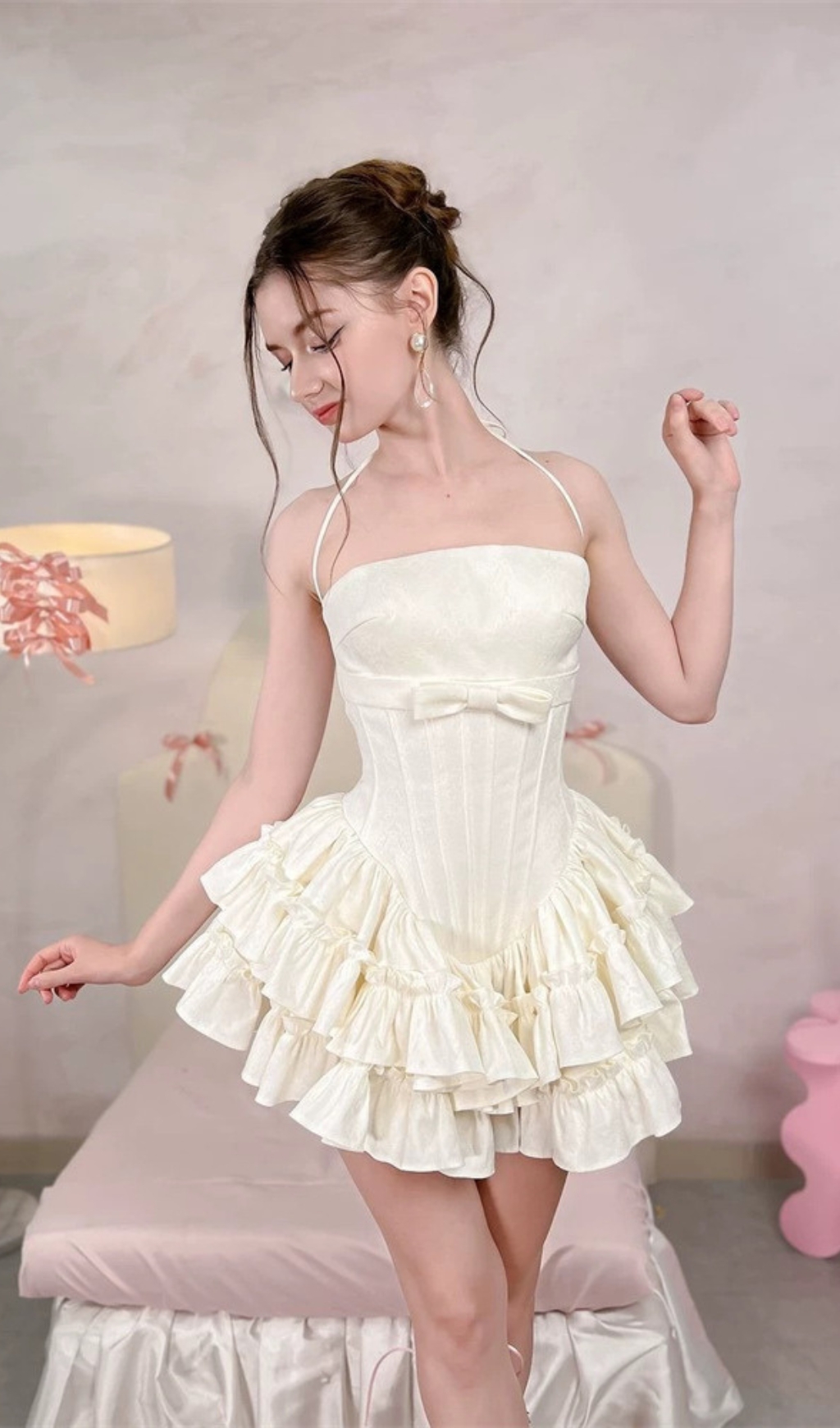 Demelza White Strapless Corset Mini Dress