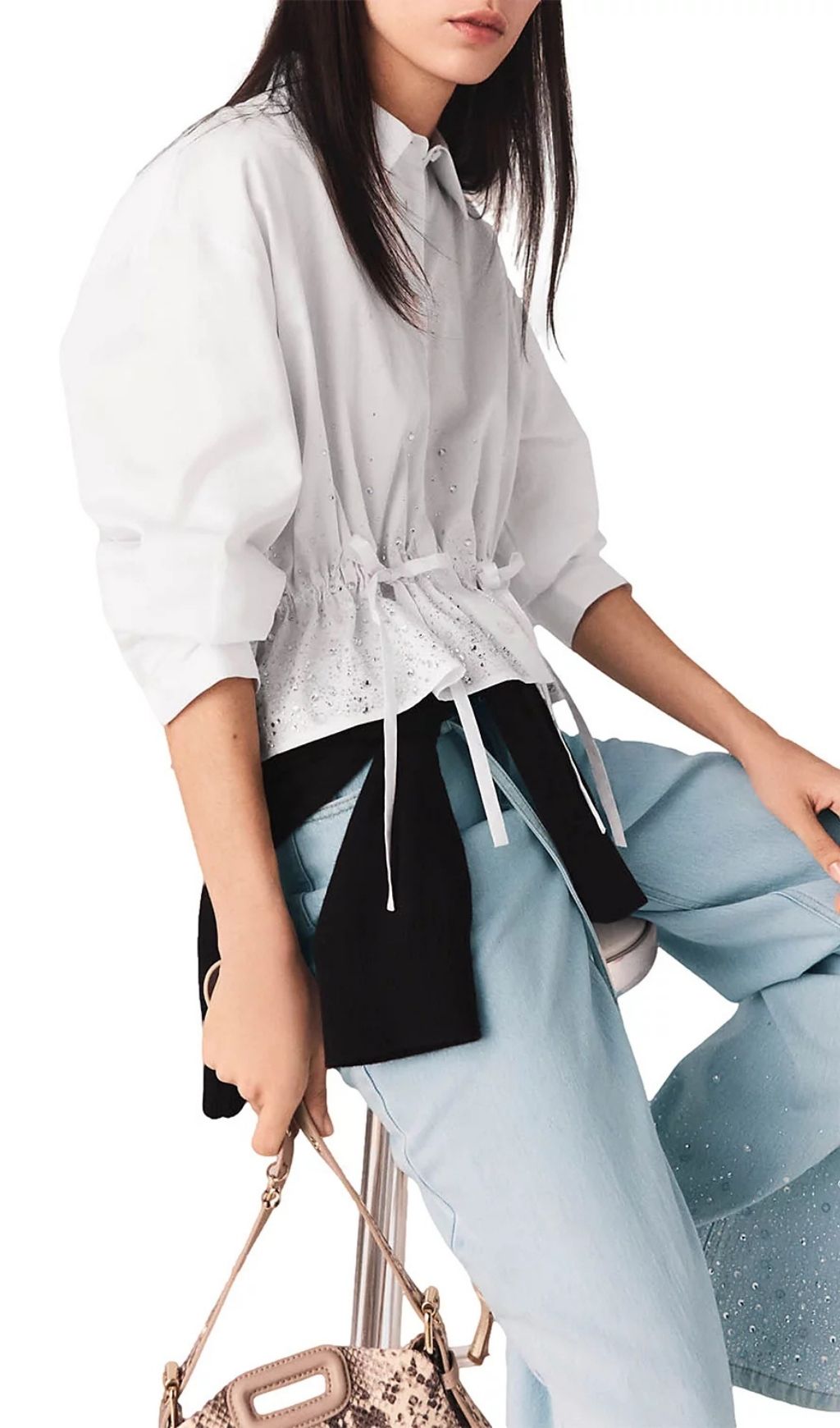 Fashionslee Women Cisequino Rhinestone Shirt