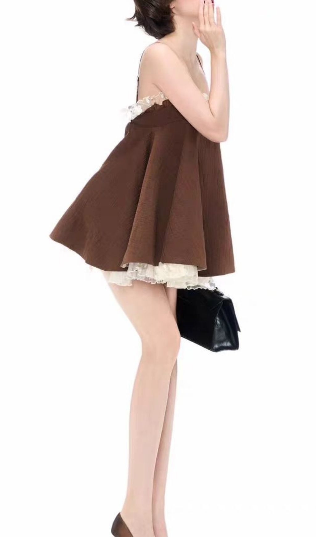 Fashionslee Women Lilibeth Chocolate Mini Dress
