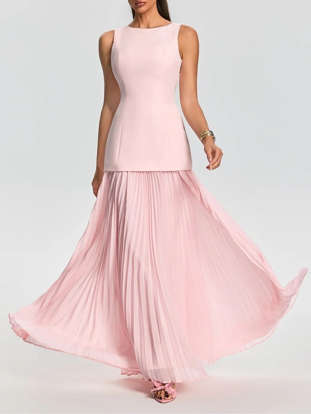 2dac2a3786d6038b8bbe9366055cdbfb Pavixor Sleeveless Pleated Maxi Dress