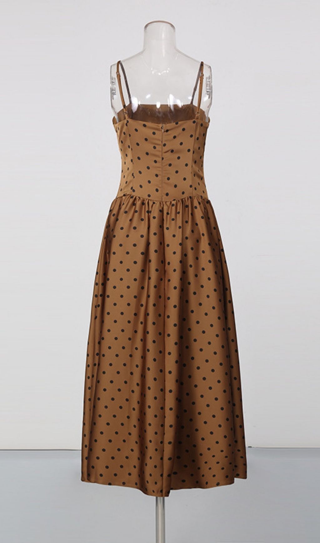 Fashionslee Women Magola Brown Strappy Dot Maxi Dress