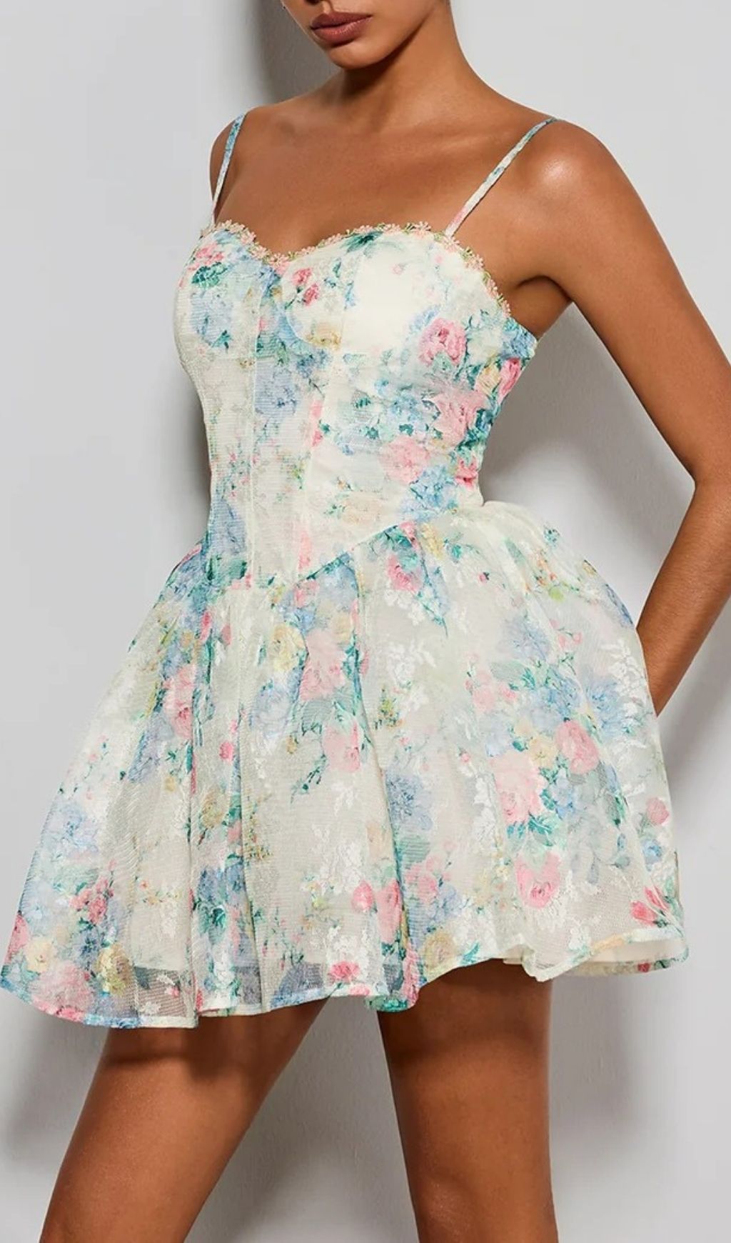 Fashionslee Women Estera Spaghetti Floral Printed Mini Dress