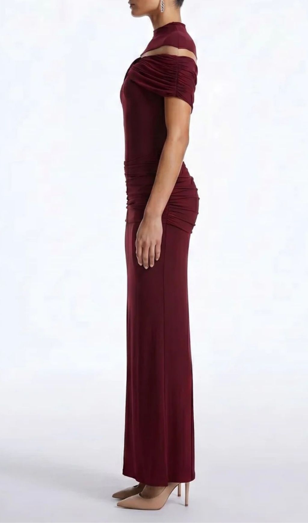Fashionslee Women Celsor Cape Ruched Maxi Dress