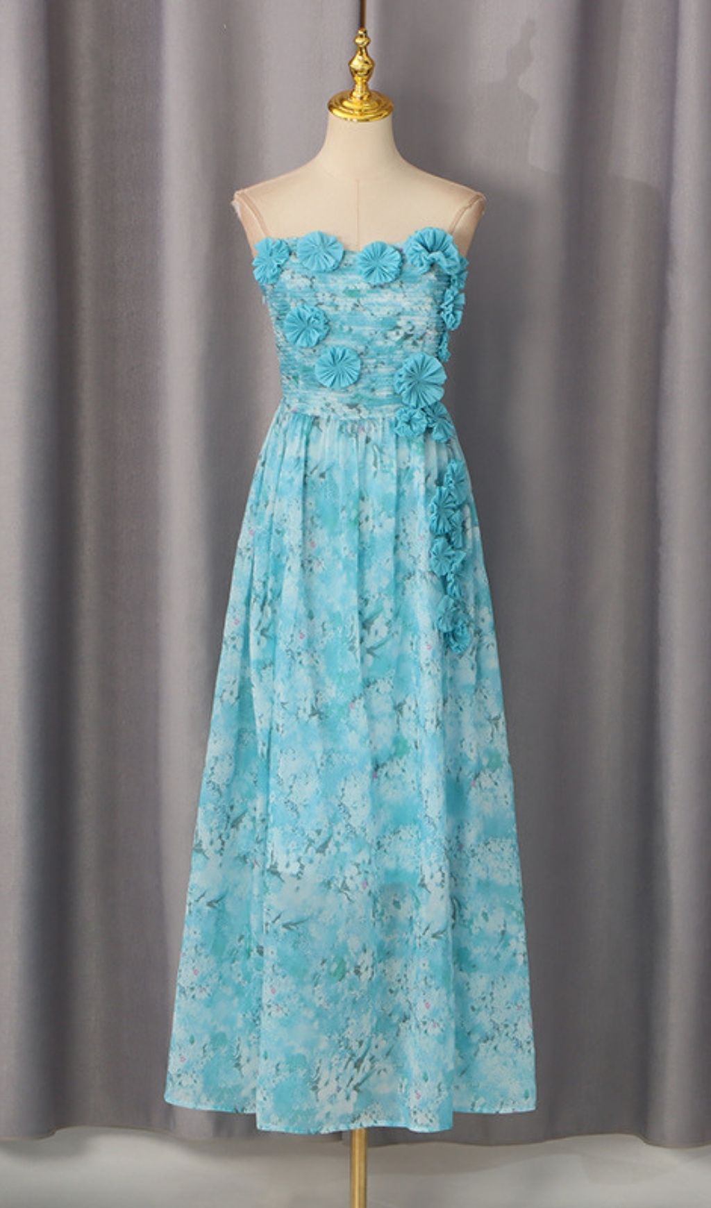 2f07d1e85dacfebf4cadf27439046098 Rexion Strapless Flower Maxi Dress