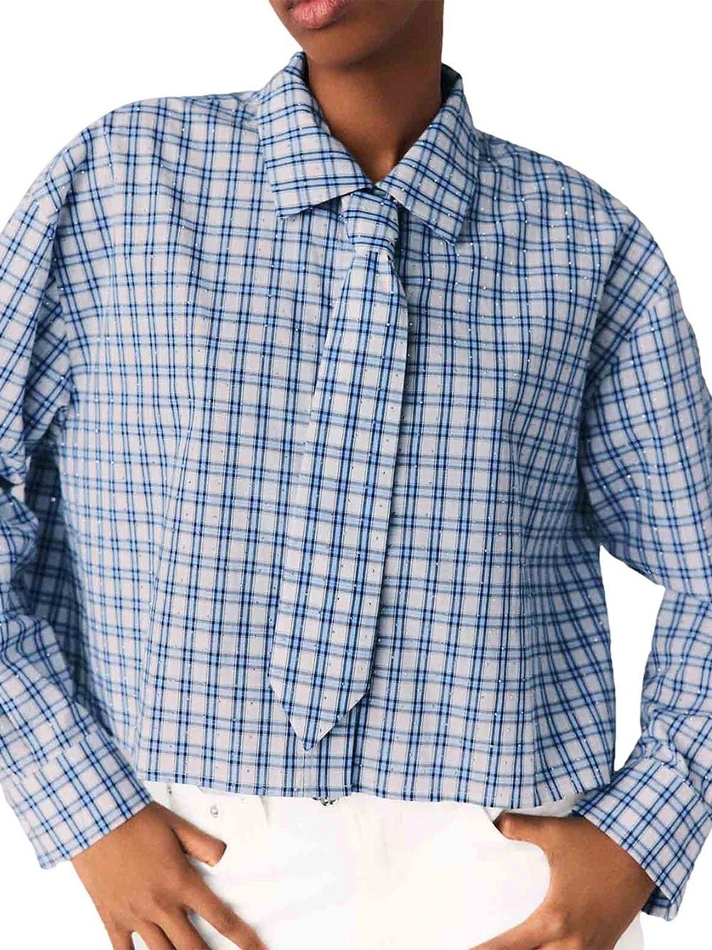 Rhinestone Shirt with Removable Tie - OWNCI Rhinestone Shirt with Removable Tie - OWNCI