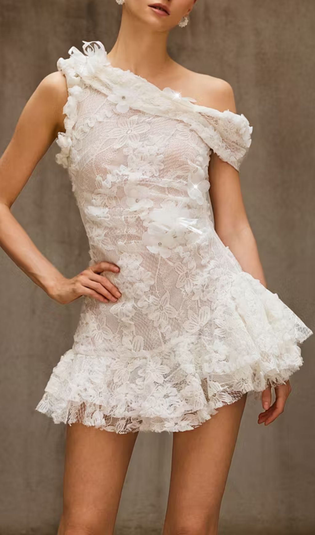 Durriyah One Shoulder Flower Mini Dress