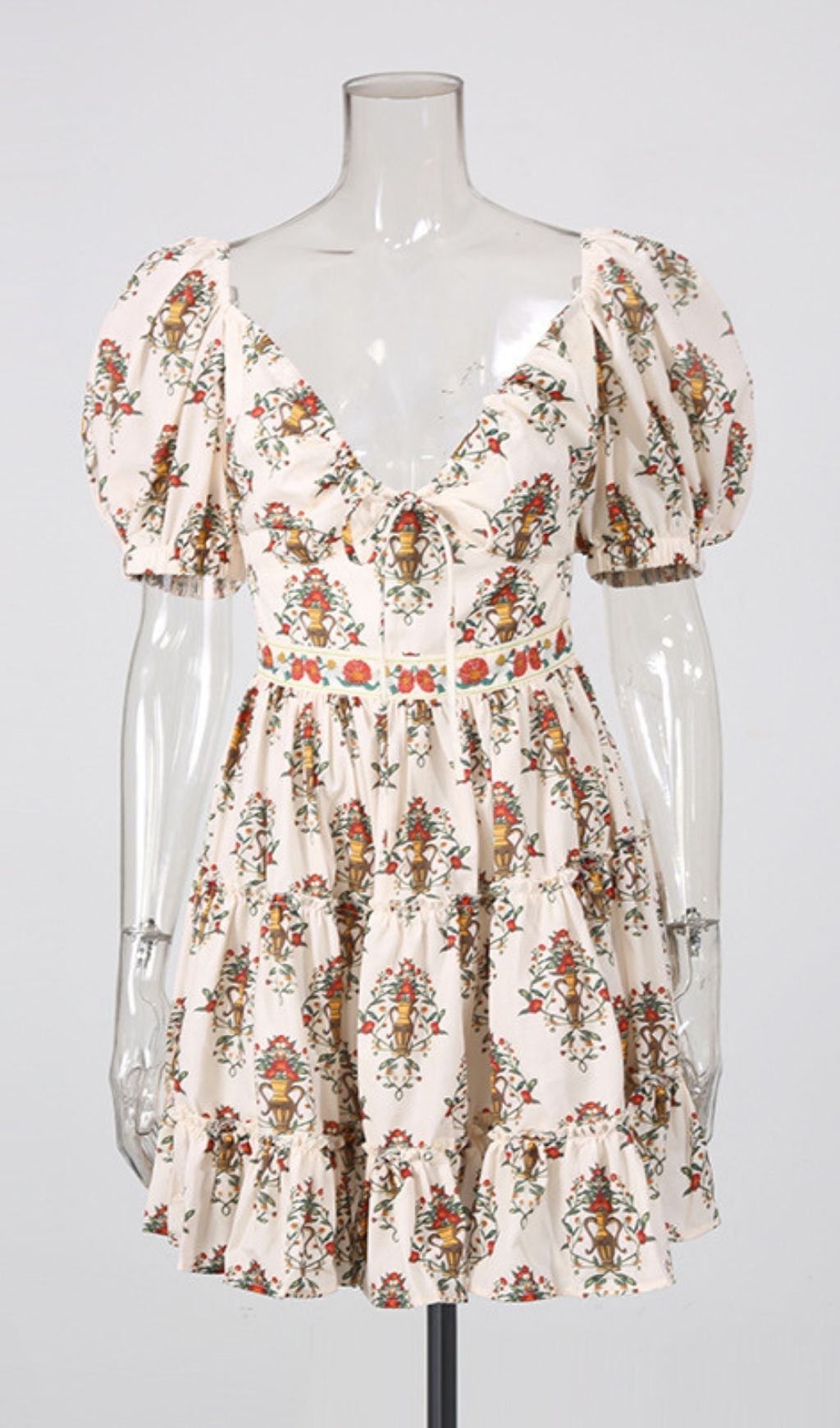 Fashionslee Women Leslye Printed Puff Sleeve Mini Dress