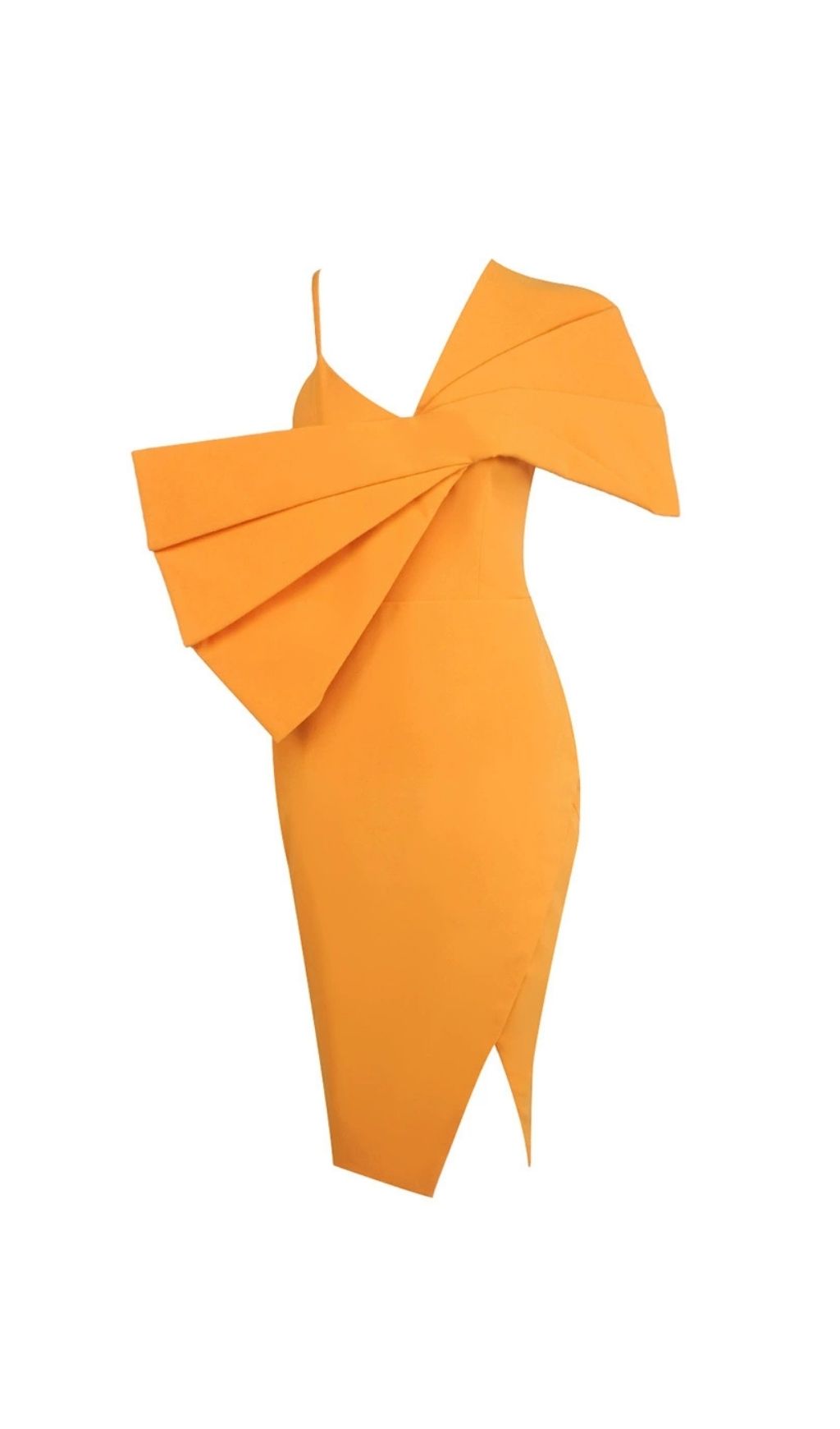 Laureline Orange Bow Midi Dress for Wedding Guest - midi dress by OWNCI
