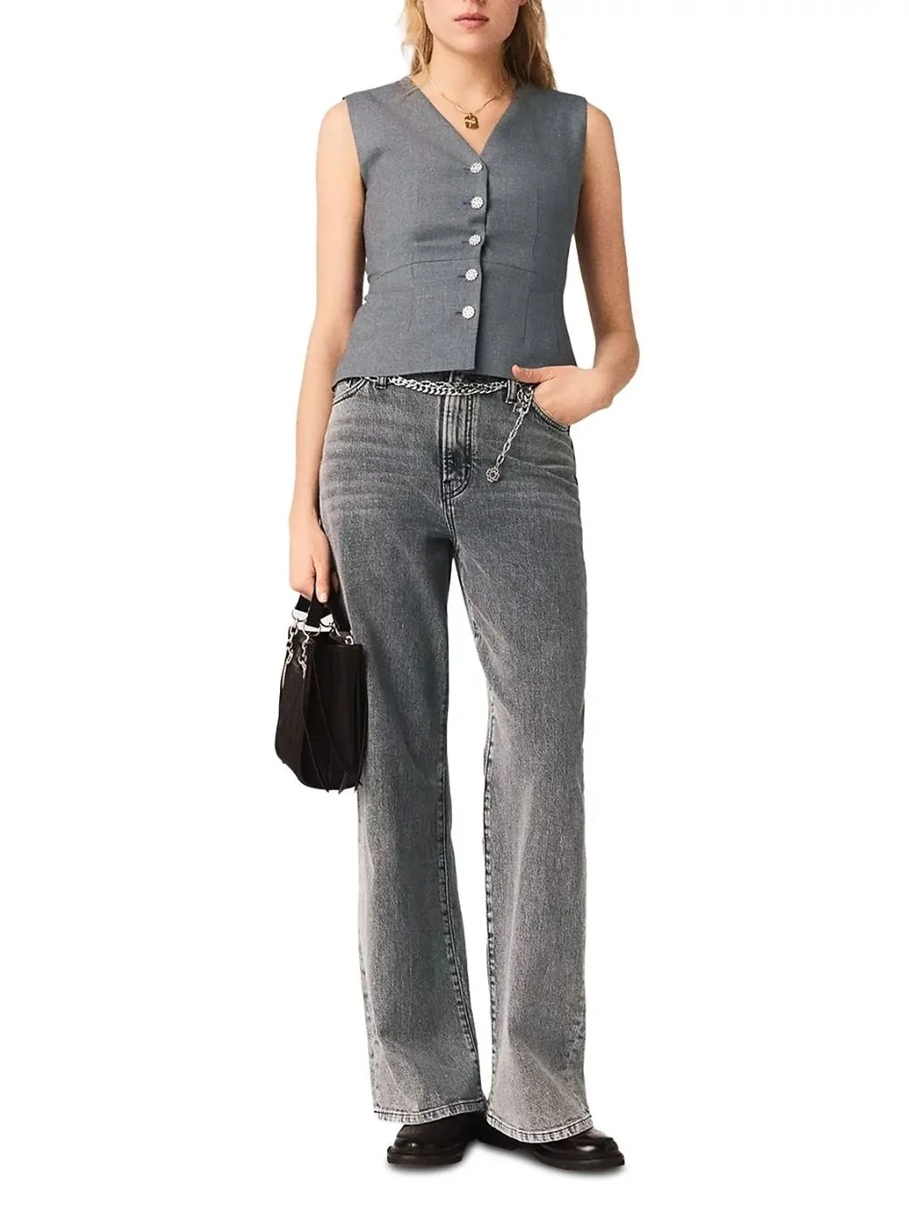 311474dbcbe7029993efaf63659a05ad Sleeveless Jewel Button Tailored Jacket
