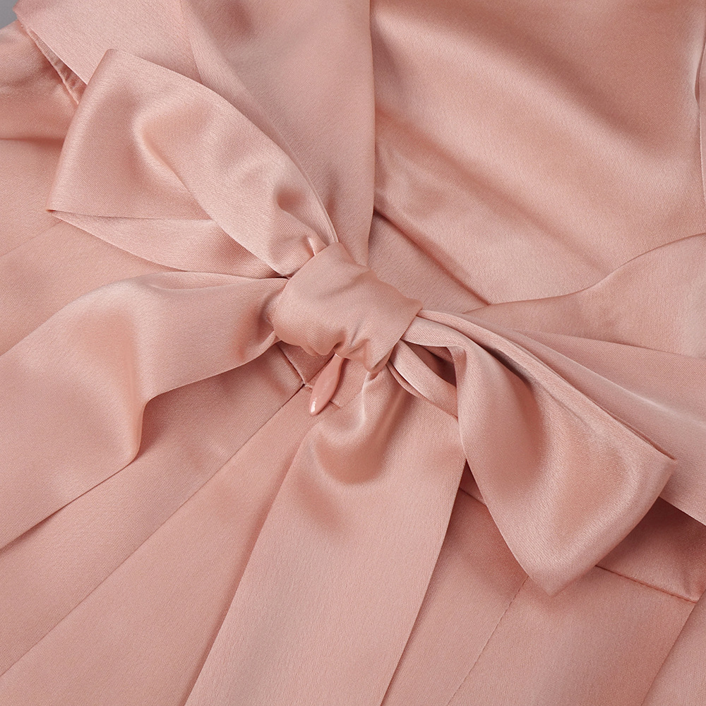 Fashionslee Women Lauretta Pink Satin Strappy Midi Dress