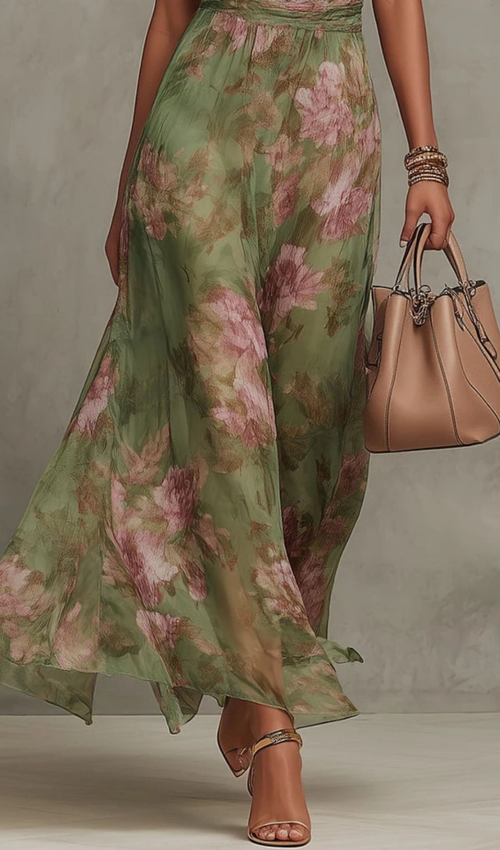 3209faebda84d96c7698b2b151bb22fc.jpg Fashionslee Women Green Floral Chiffon Halter Maxi Dress