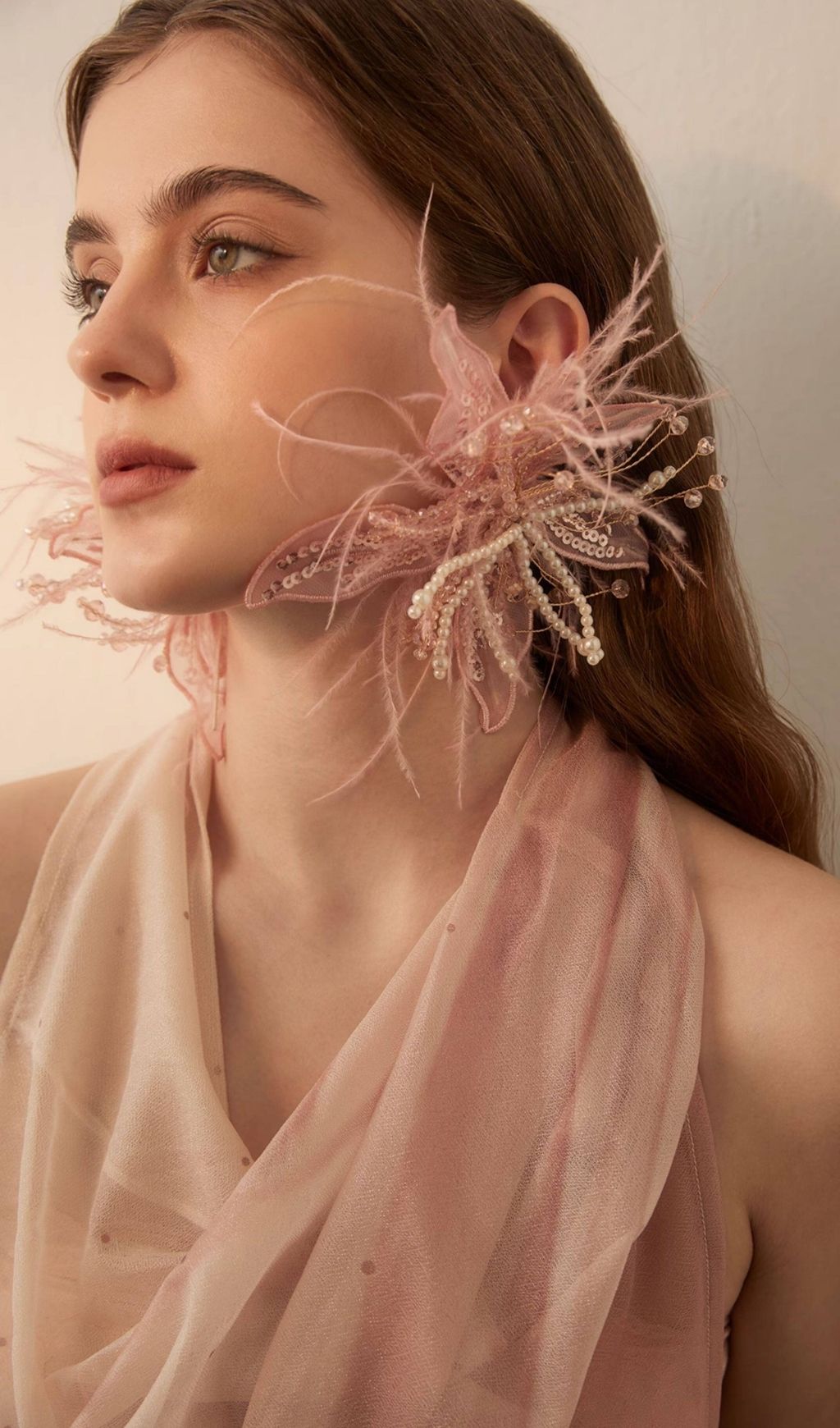 3238fca47d0984321bbeafb52859deb2 Leia Pink Feather Beaded Earrings