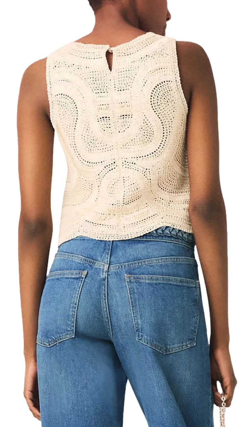 Fashionslee Women Sleeveless Crochet Knit Top