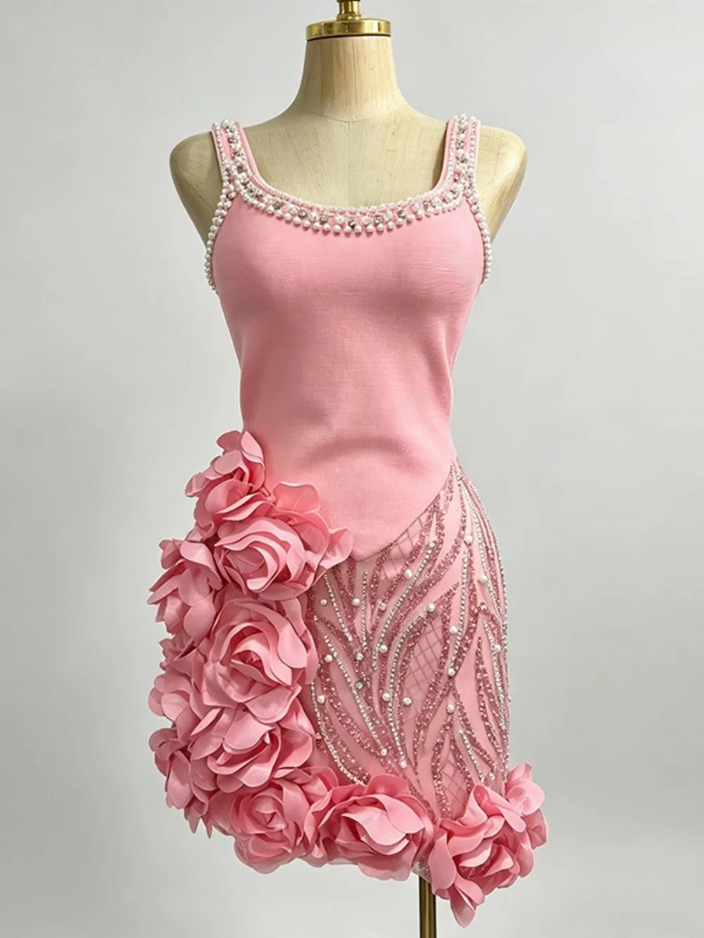 Malone Strappy Flower Embellished Mini Dress - OWNCI Malone Strappy Flower Embellished Mini Dress - OWNCI