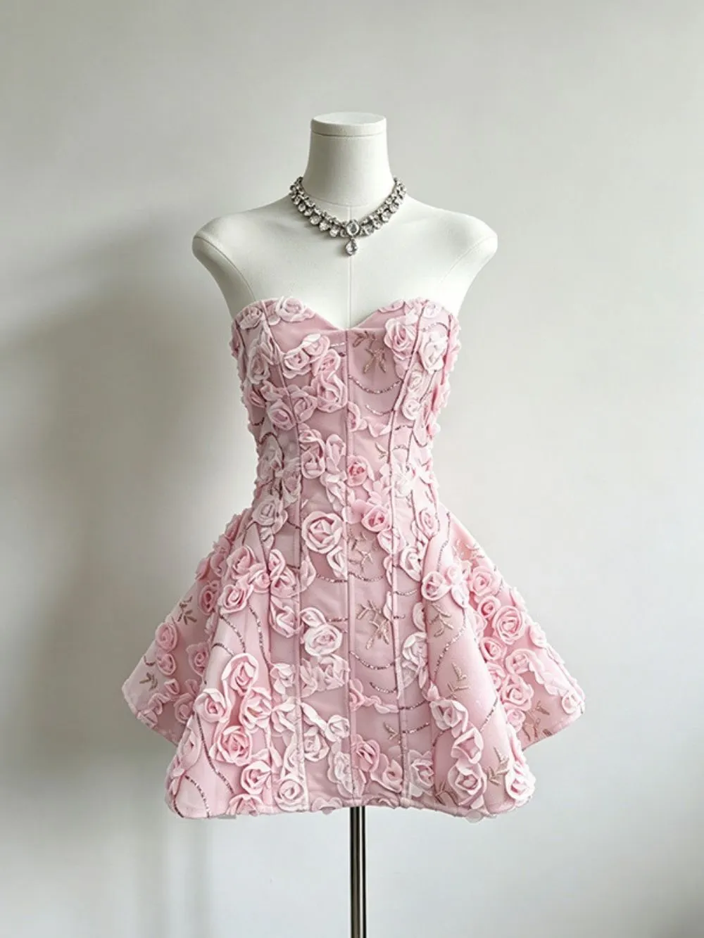 Ilvera Strapless Flower Sequin Mini Dress - OWNCI Ilvera Strapless Flower Sequin Mini Dress - OWNCI