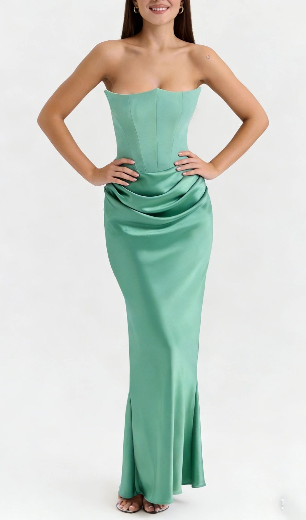 Hillary Clinton's Strapless Bodycon Dress-Green
