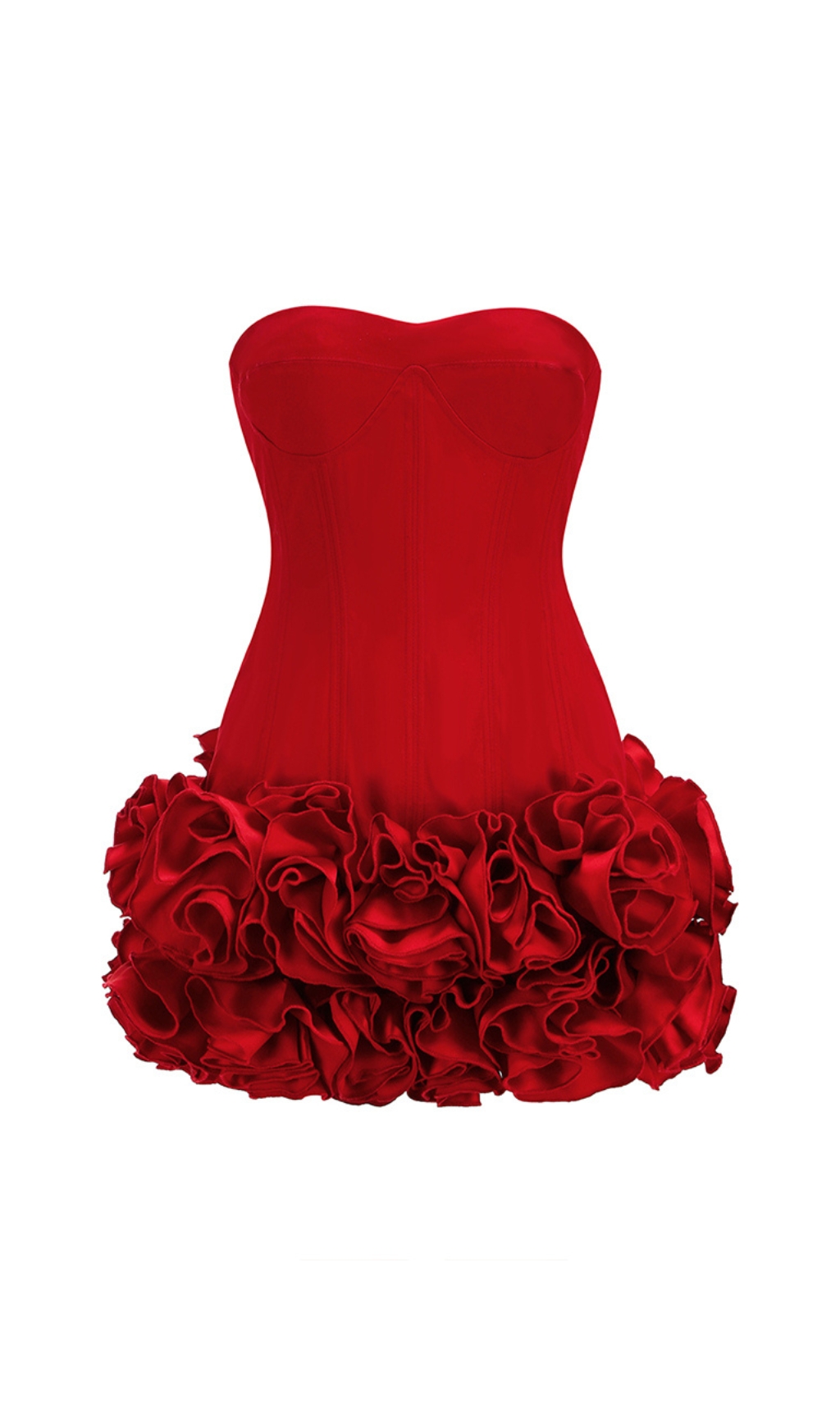 3410bbcde01c8c65f2622c75b5428d0f Becca Red Strapless Corset Flower Mini Dress