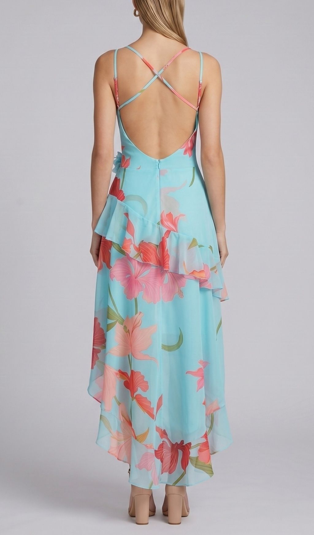 Fashionslee Women Ferune Spaghetti Floral Split Maxi Dress