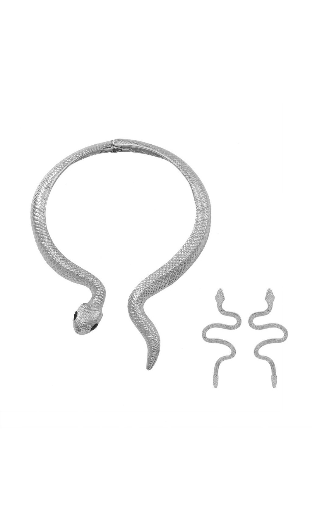 Fashionslee Women Oexara Silver Snake Rhinestone Choker & Earrings