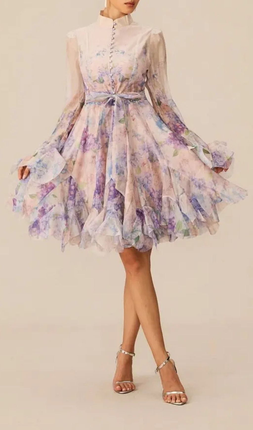 373527626449299c27623364fb24a9aa Lana Purple Long Sleeve Chiffon Floral Mini Dress