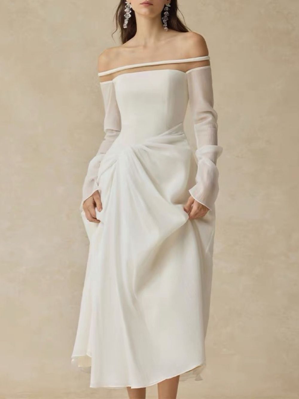 38716a6f540abf4d4c888cdb77928833 Maire White Off-Shoulder Midi Dress