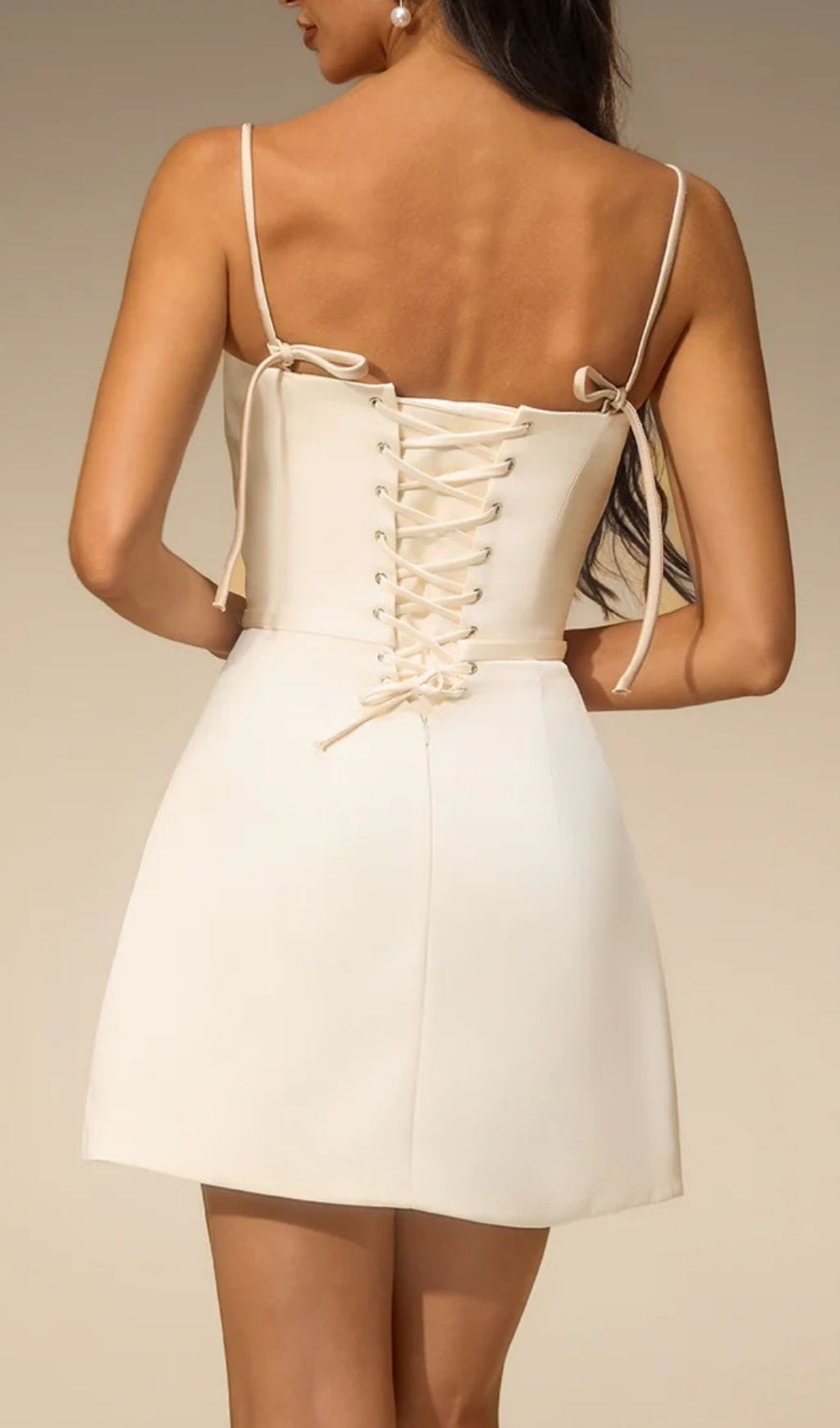 Fashionslee Women Rethan Spaghetti Mini Dress In Apricot