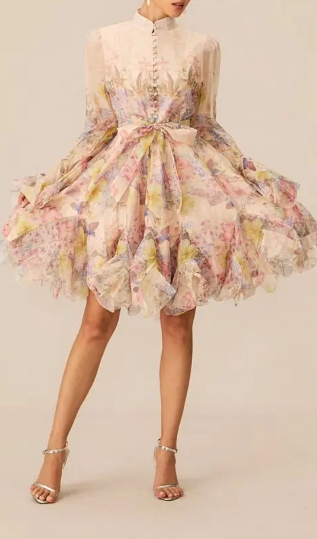396c4f89b44192165c9b67a2444d9681 Lana Long Sleeve Chiffon Floral Mini Dress